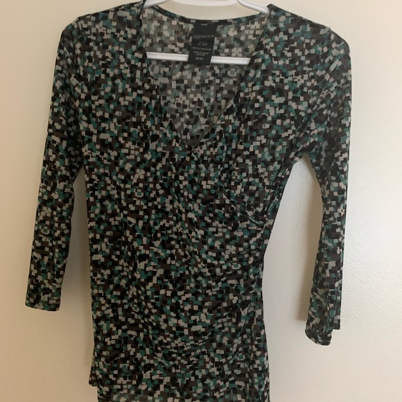 Covington Petite Size SP Multi Green Colored Blous - Picture 5 of 8